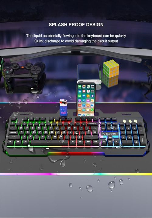 XUNFOX KM520 Rainbow Light Metal Panel Wired Keyboard and Mouse Combo - Mechanical Feel, 87-Key Compact Design, Multimedia Keys, Plug & Play