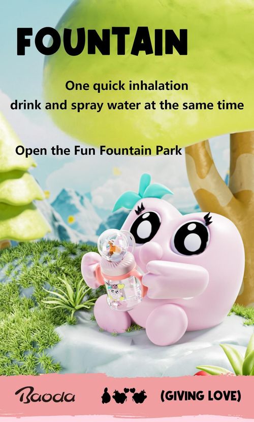 Baby's favorite baoda 9oz Spill-Proof Whale Fountain Sippy Cup – BPA-Free,With handle and strap, Soft Straw, Fun Spray Design, Dishwasher Safe