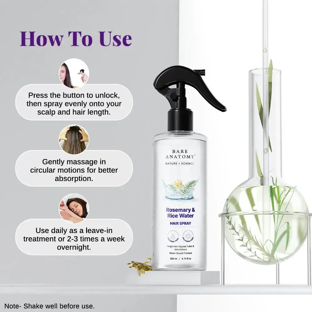 Nature x Science Rosemary Water and Rice Water |100% Natural Extract | Soft & Smooth Hair Non-Greasy & Fast Absorbing | 200 ml