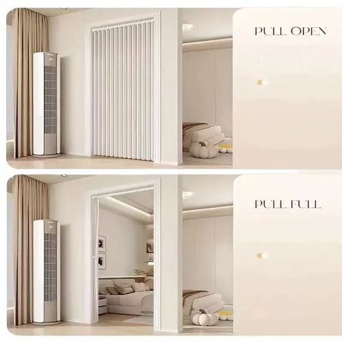 Foldable Pleated Door Curtain 100×200cm, Waterproof Mildew Resistant Imitation Linen Room Divider, Easy Install & Removable Washable Privacy Curtain