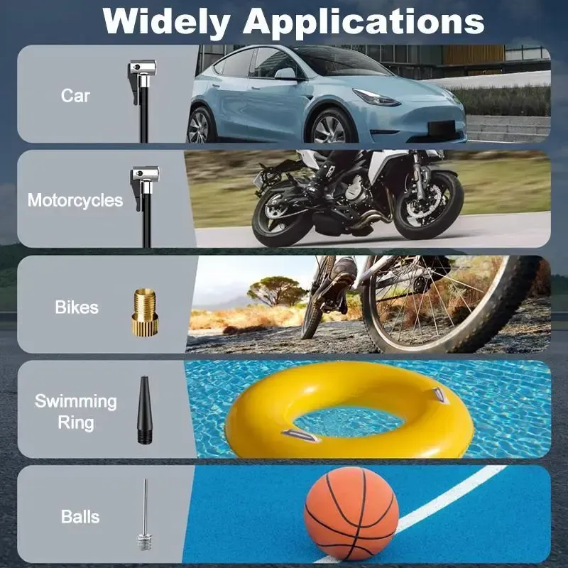 Portable Wireless Car Air Compressor Pump, Cordless Vehicle Tire Inflator, Multifunctional Electric Air Pump, Tire Inflation Tool for Cars, Bicycle Tires and Balls
