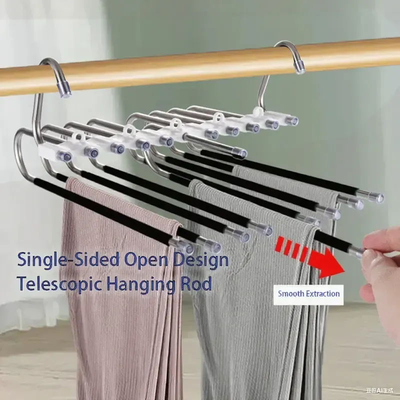 9-in-1 Space Saving Pants Hangers – Metal Closet Organizer for Jeans, Trousers & Scarves – Save 80% Closet Space, Non-Slip Design – 1-Pack (KSh 2,700)