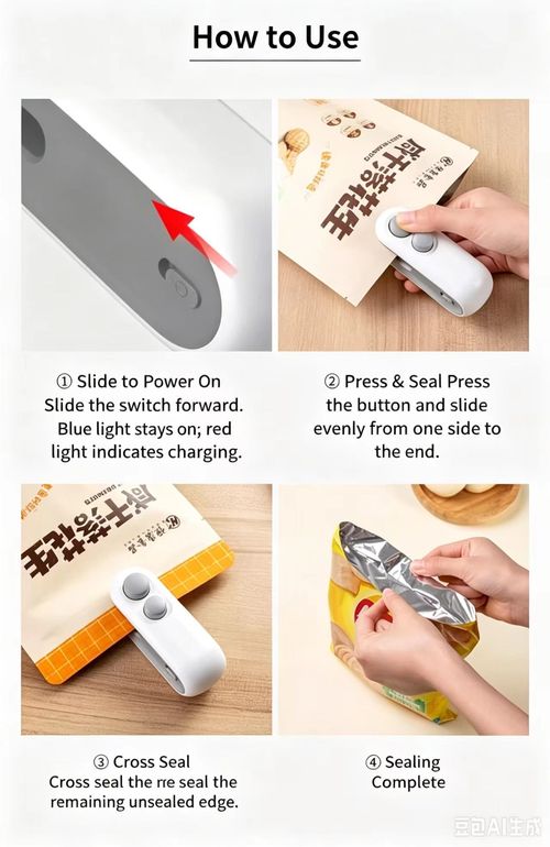 Rechargeable Mini Bag Sealer – 2-in-1 Portable Heat Sealer - Cutter for Food Safety – USB Charging Plastic Bag Resealer Keeps Snacks, Coffee and Pet Food Fresh, Prevents Waste – Perfect  Day Gift