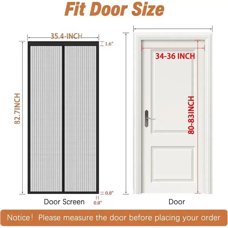 Magnetic diamond mesh screen partition curtain - 35.4 inches × 82.7 inches insect-proof and dust-proof mesh door, 36 magnetic pieces, Velcro stickers, no manual operation required, convenient for passage, breathable, portable, and easy to install on door frames of balconies, bedrooms, etc.