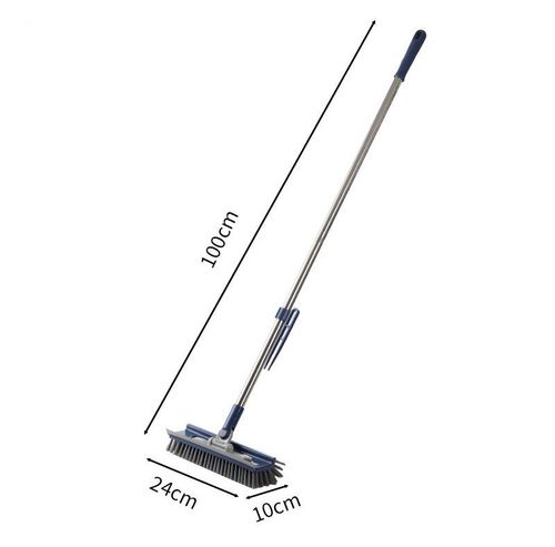 Heavy Duty 4-in-1 Rotatable Long Handle Floor Scrub Brush with Squeegee Blade - Adjustable Stainless Steel Handle, 360° Bristles, Smooth Multi-Surface House Cleaning Tool for Tile, Glass - Home Supplies