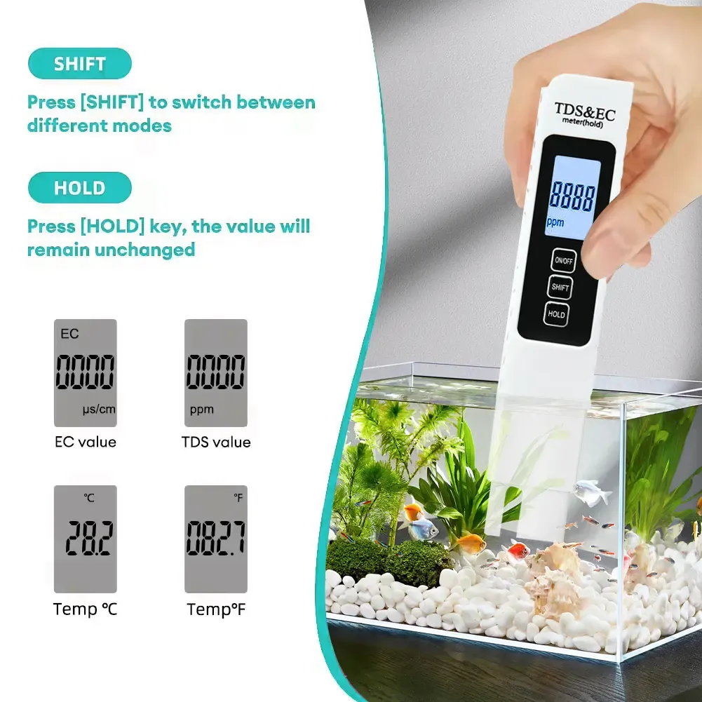 2pcs 4-in-1 Digital TDS Water Quality Tester - Measures TDS, EC, Temperature °C-°F | 0-9990 ppm Range | Home & Garden Tool for Modern Inflatable Pools