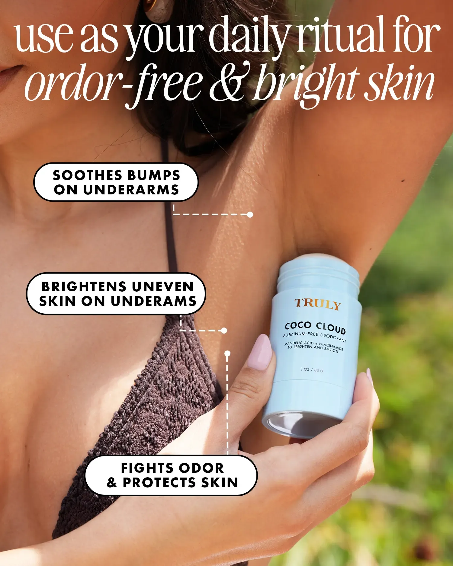Coco Cloud Brightening & Ingrown Prevention Deodorant – Aluminum-Free Odor Protection with Mandelic Acid – Helps Fade Dark Underarm Spots and Discoloration – Long-Lasting Odor Protection – Gentle on Sensitive Skin – Soft Coconut & Vanilla Scent