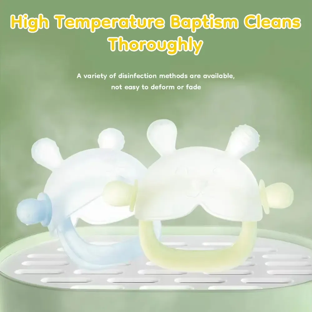 2-pack-Bunny Baby Teether Mitten - No Gagging - Nano Plasma Anti-Dust, BPA FREE Food Grade Silicone, Wearable Anti-Falling Wristband Design, Learning Grasping Toy for 3-18 Months Baby, Sensory Teether - Baby Items, Infant, sohochic, Animals, Bunny Ears