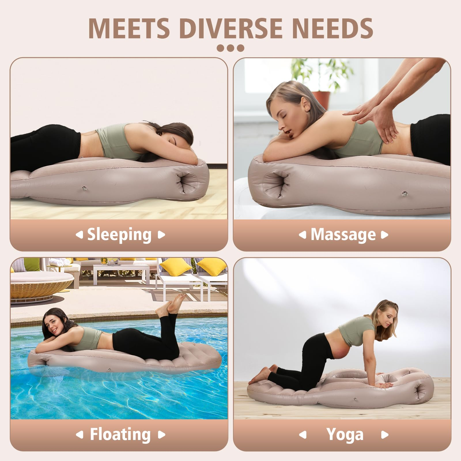 Multifunctional Full Body Pregnancy Inflatable Bed and Massage Pad Belly Button Pregnancy Pillow