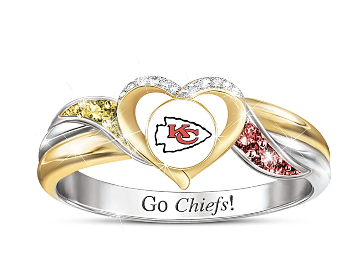 Kansas City Chiefs Pride Ring &Necklace & Earrings With Team-Colored Crystals