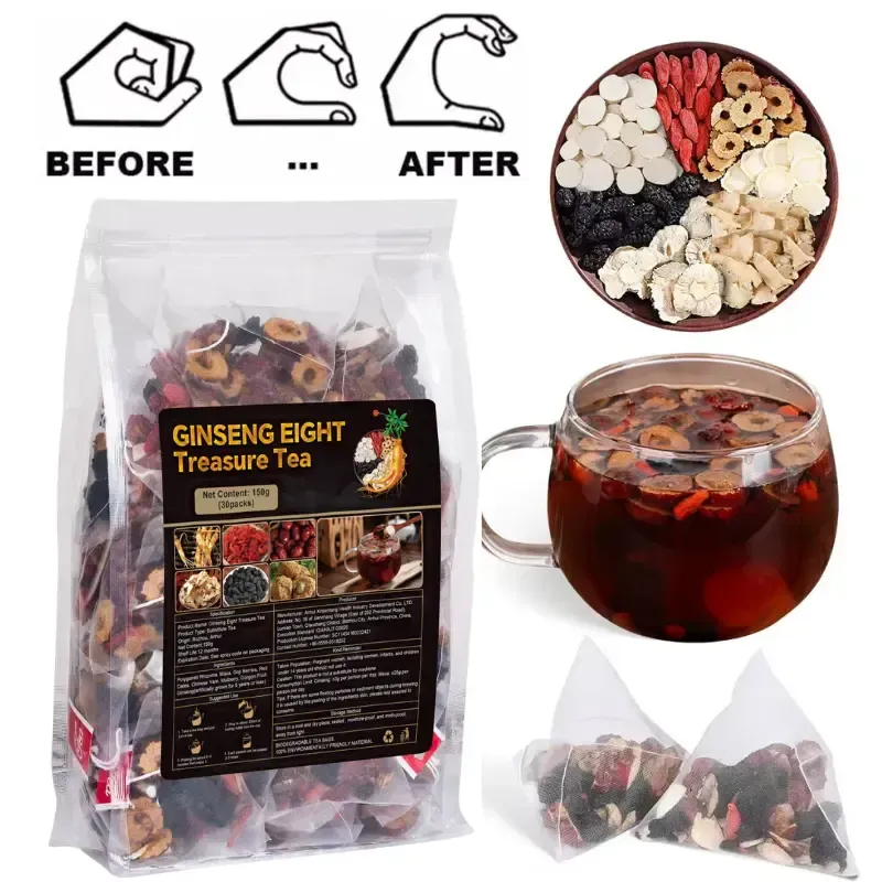 30 bag Treasure Tea Organic Kidney Cleanse Detox Tea Ginseng Red Date Mulberry Herbal Formula Hinese Chinese Health Tea For Men Women