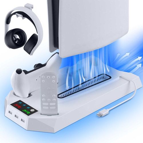 Cooling Fan Vertical Dual Charging Dock Charging Stand for PS5 Playstation5 Joystick Gamepad Holder for Ps5 Console Station