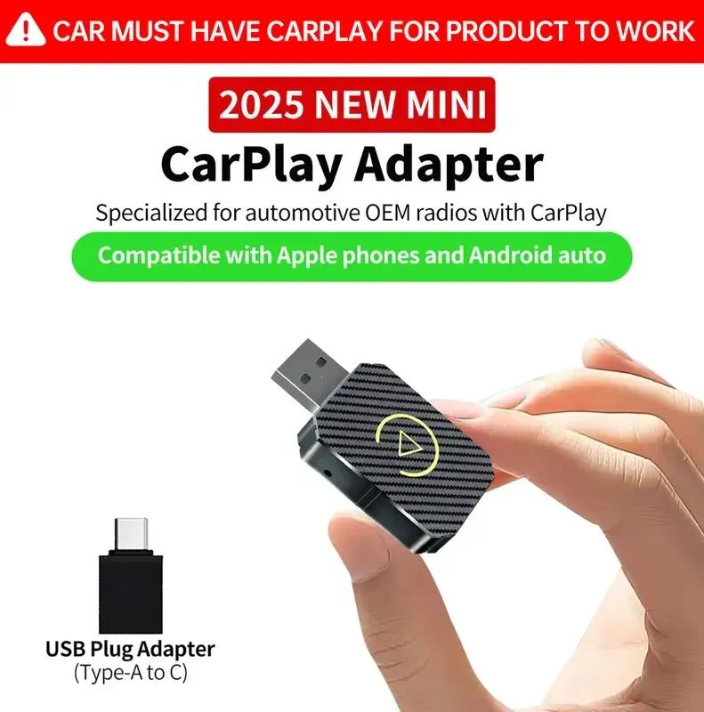 Wireless Apple CarPlay Adapter for Factory Wired Cars from 2016 Onwards - 2-in-1 Wireless CarPlay & Android Auto Adapter Easier Connectivity Compatibility Stable, Faster, Automotive