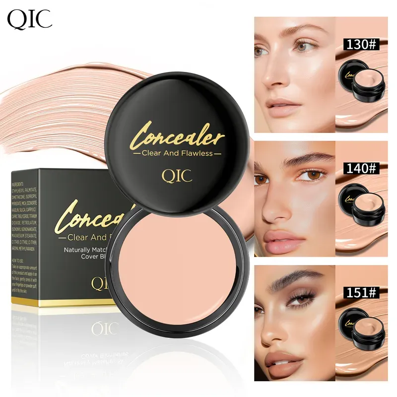 Waterproof, Matte QIC Full Coverage Concealer Cream | Long-Lasting, Multi-Color, Plant-Based Formula | Hides Scars & Dark Spots, All Skin Tones