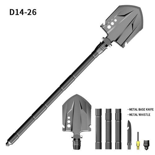 Outdoor Multi-Function Camping Survival Vehicle Shovel Blackened Aluminum Alloy Foldable Design