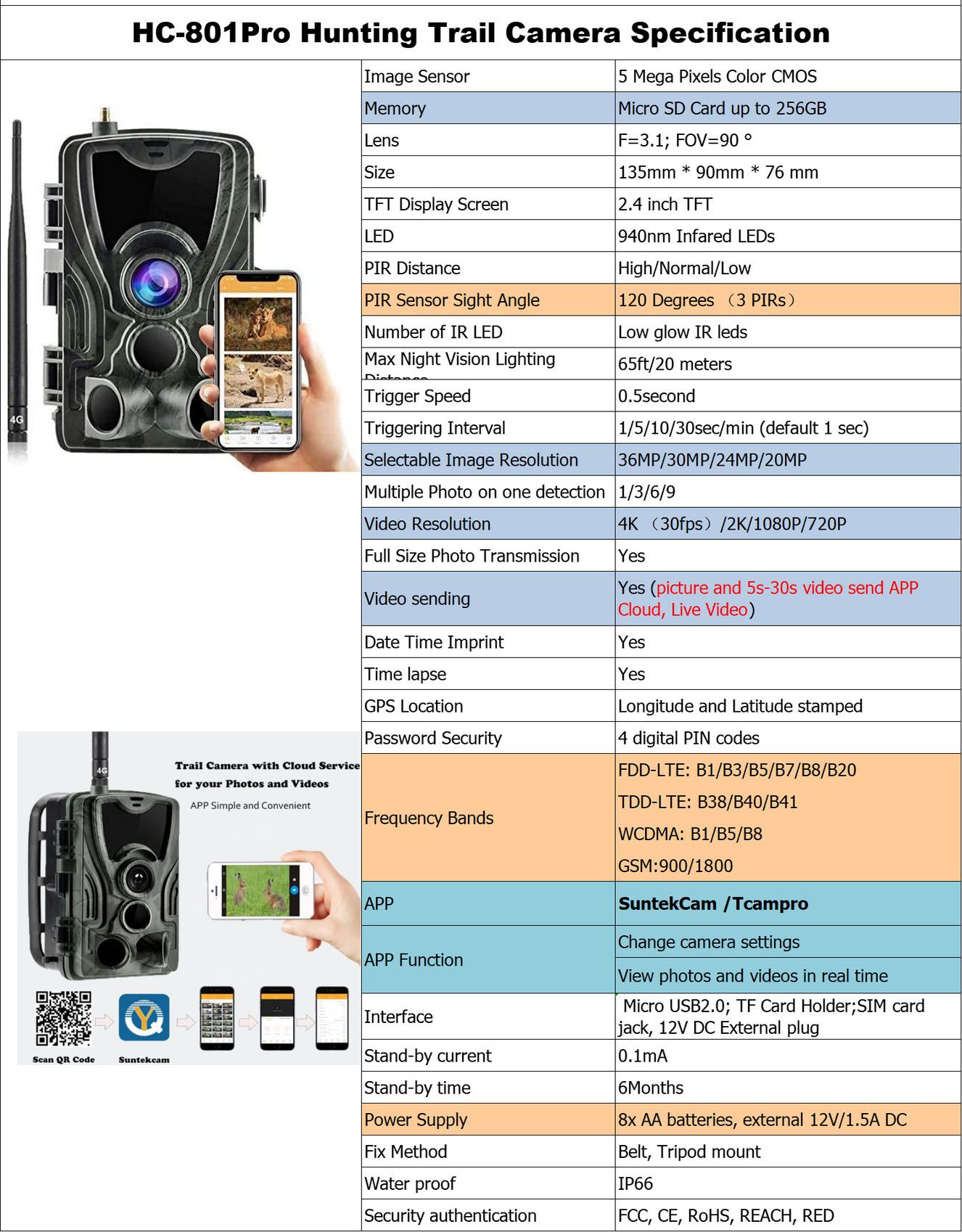 4K Wireless Outdoor Hunting Camera HC-801Pro 4G support APP online video wildlife observation camera