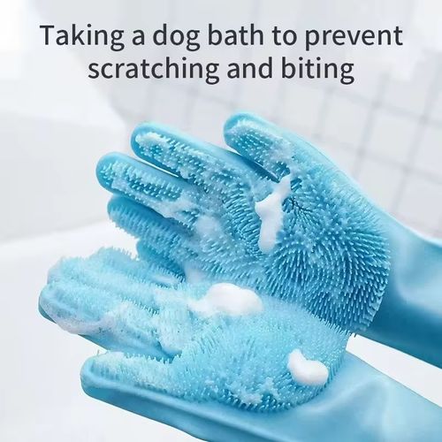 Magic Silicone Body Pet Bathing Gloves for Animal Perfect Bathe Shampoo Dog &Cat Brush Gloves