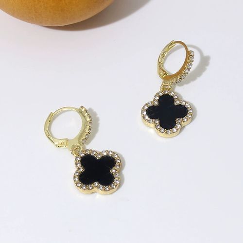 Fashionable and elegant four-leaf clover hoop earrings, exquisite flower earrings