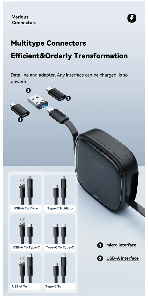 Multi-function charging data cable kit 60w fast charging