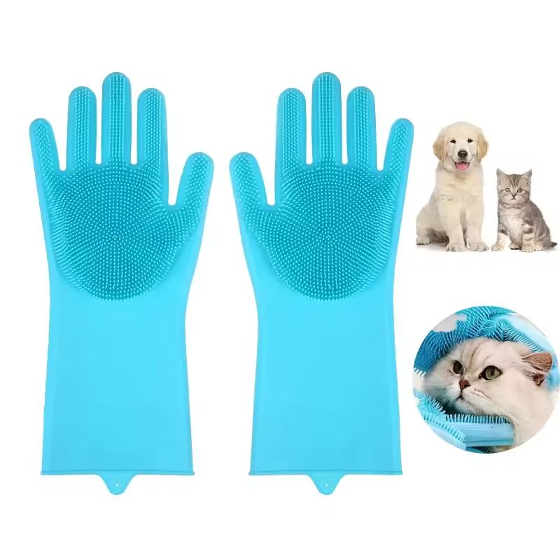 Magic Silicone Body Pet Bathing Gloves for Animal Perfect Bathe Shampoo Dog &Cat Brush Gloves