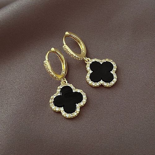 Fashionable and elegant four-leaf clover hoop earrings, exquisite flower earrings
