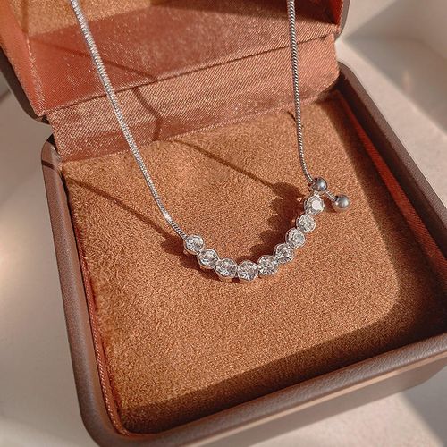 Light luxury single-line diamond necklace for women, high-end cool style accessories, simple pull-out clavicle chain