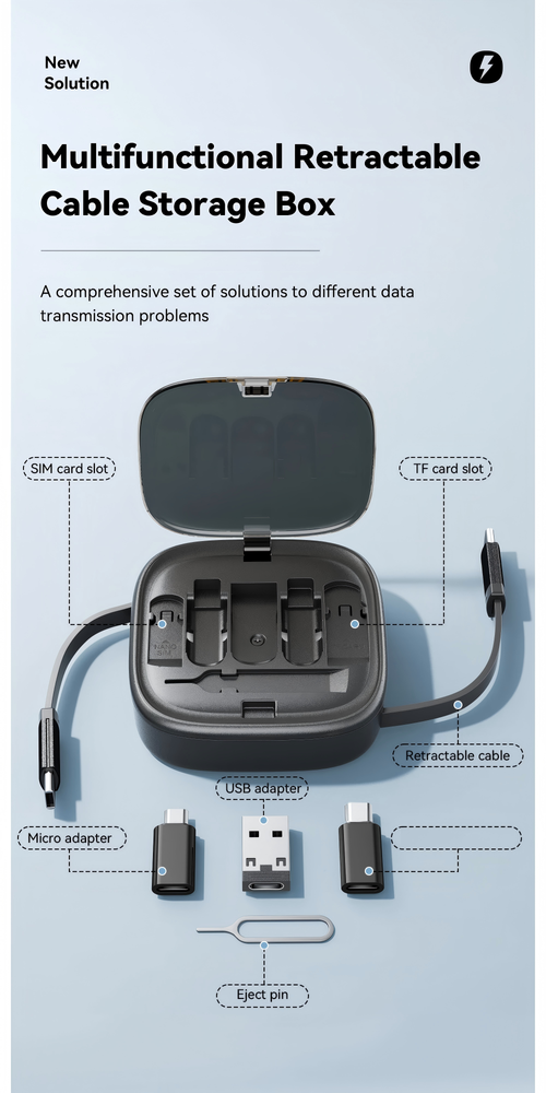 Multi-function charging data cable kit 60w fast charging