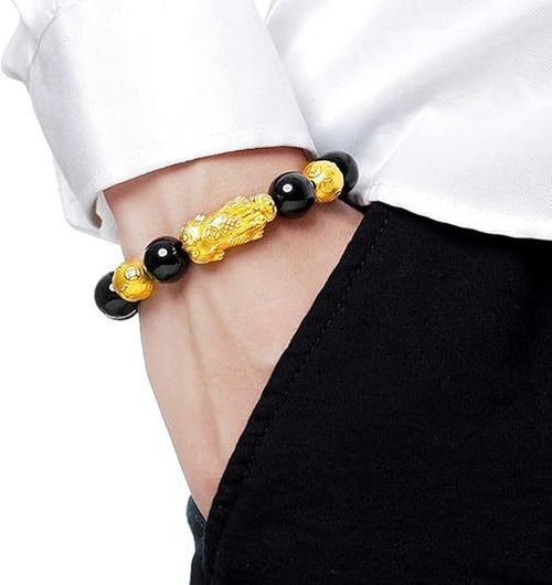 men's obsidian jewelry sand gold bracelet
