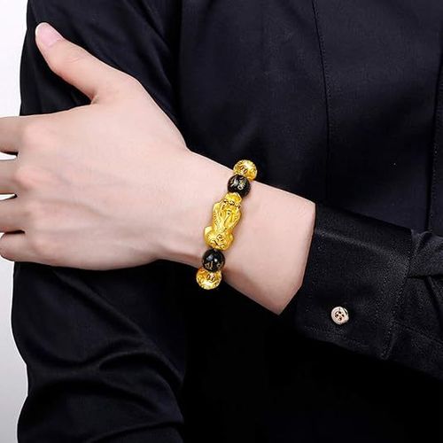 men's obsidian jewelry sand gold bracelet