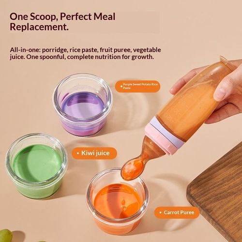 Infant rice cereal bottle 120ml squeeze feeding spoon full silicone suction cup rice cereal spoon complementary food feeding tableware