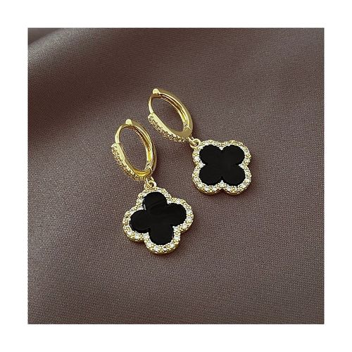 Fashionable and elegant four-leaf clover hoop earrings, exquisite flower earrings