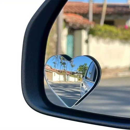 2pcs Convex Wide Angle Rearview Mirrors Adjustable for Cars & SUVs Universal Fit Heart Shaped Blind Spot Exterior Accessories