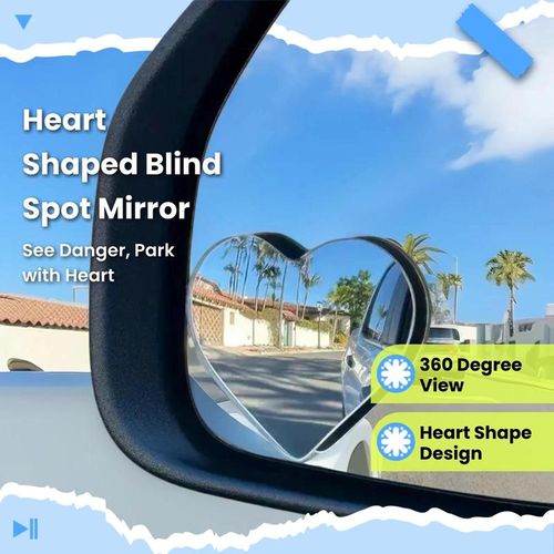 2pcs Convex Wide Angle Rearview Mirrors Adjustable for Cars & SUVs Universal Fit Heart Shaped Blind Spot Exterior Accessories