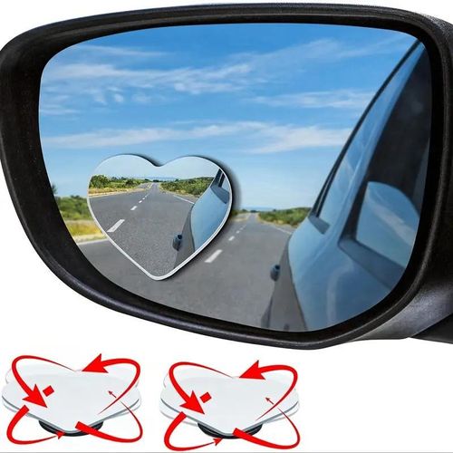 2pcs Convex Wide Angle Rearview Mirrors Adjustable for Cars & SUVs Universal Fit Heart Shaped Blind Spot Exterior Accessories