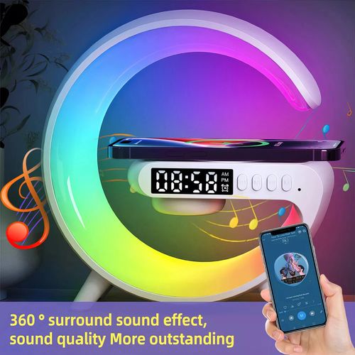 Multifunctional Bluetooth Speaker-Colorful Atmosphere Light Wireless Charging and Clock All-in-one Machine