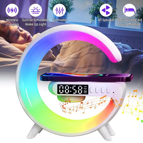Multifunctional Bluetooth Speaker-Colorful Atmosphere Light Wireless Charging and Clock All-in-one Machine