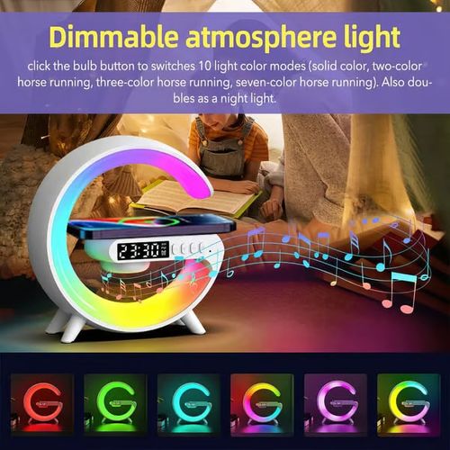 Multifunctional Bluetooth Speaker-Colorful Atmosphere Light Wireless Charging and Clock All-in-one Machine
