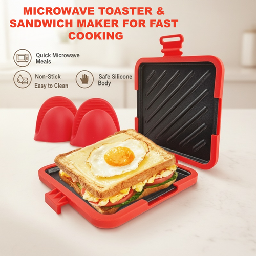 Microwave Toaster & Sandwich Maker – Fast Cooking, Non-Stick & Easy to Clean
