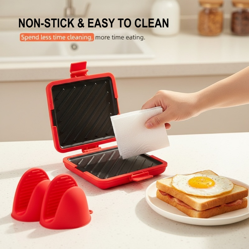 Microwave Toaster & Sandwich Maker – Fast Cooking, Non-Stick & Easy to Clean