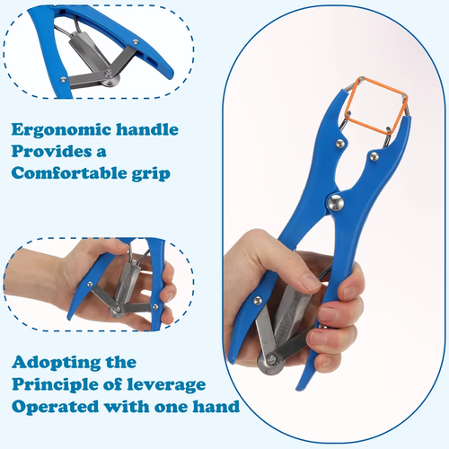 Animal Castration Elastrator Ergonomic Grip Animal Filling Pliers Tool With 100 High Elastic Band for Goat Sheep Calf Lamb Piglet