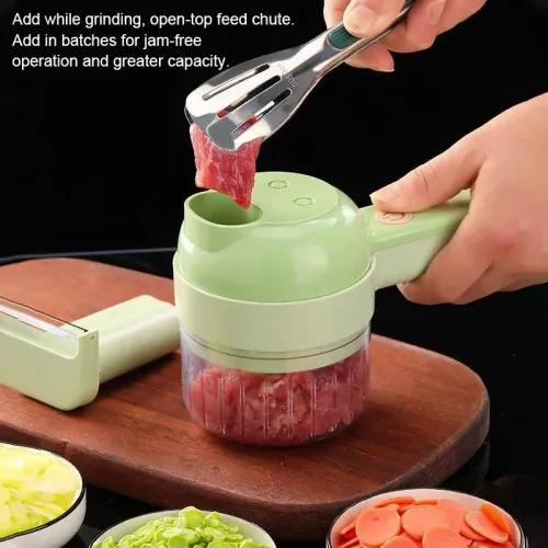 4-in-1 electric vegetable slicer, food peeler, garlic crusher, meat grinder, household kitchen chopper