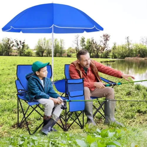 High Quality Outdoor Camping 2-person Chair Portable Folding Double Seat Camping Chair Set with Canopy