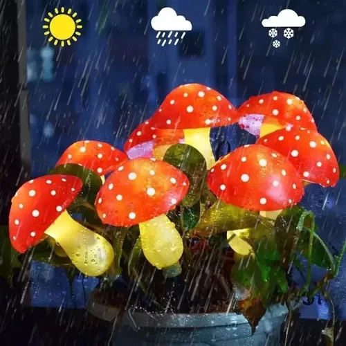 8-12-20LEDS Solar Mushroom Fairy Light Garden Outdoor Decor Waterproof Night Lamp Yard For Christmas Wedding Party Decoration