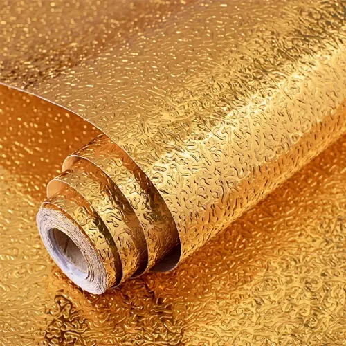 6pcs 40cm*1m Gold Self Adhesive Wallpaper Metal Look Kitchen Oil Waterproof Contact Paper Peel