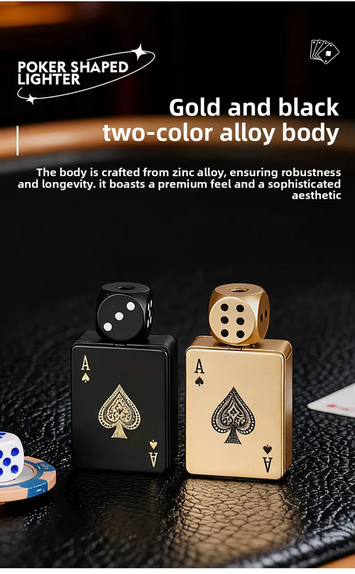 Mini Rotating Dice Lighter Windproof Green Flame Rechargeable Metal Playing Card Lighters