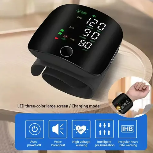 New LED Rechargeable Digital Wrist Blood Pressure Monitor Sphygmomanometer Tonometer Tensiometer Heart Rate Meter BP Monitor