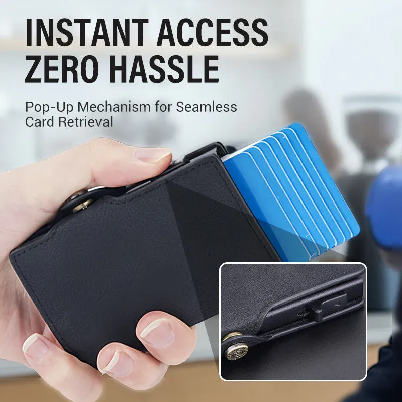 Pop-Up Card Holder with Anti-Degaussing Technology BLACK