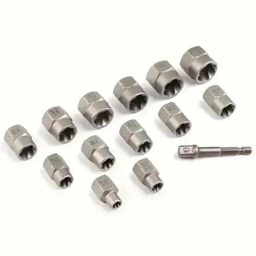 14-Piece Cr-Mo Steel Impact Bolt Nut Remover Set with Solid Storage Case for Industrial Use Bolt Extractor Tool Set