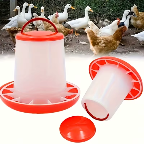Chicken and Duck Feed Bucket with Legs – Dual-Purpose Poultry Feeder and Waterer (Includes Lid and Handle Suitable for Hanging)