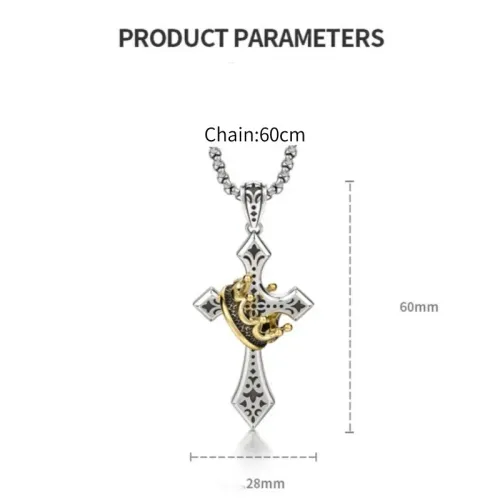 Punk Cross with Crown Pendant Necklace
